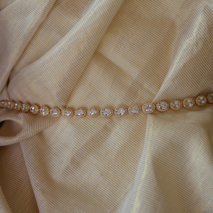 Heritage gold plated cz white stone waistchain HW590