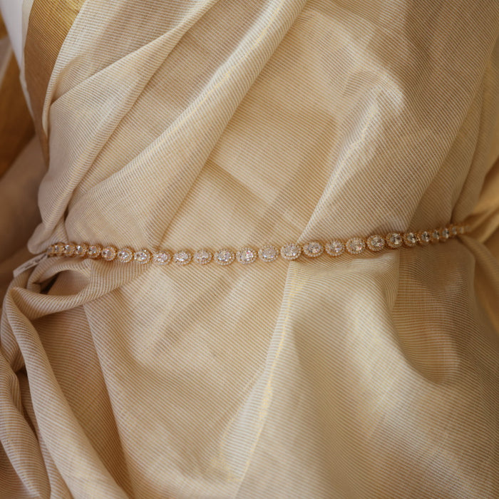 Heritage gold plated cz white stone waistchain HW590