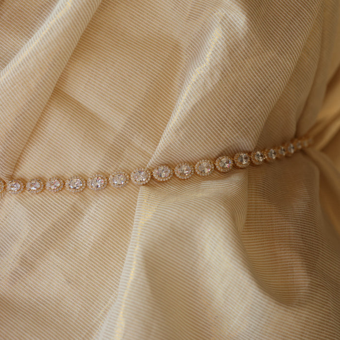 Heritage gold plated cz white stone waistchain HW590