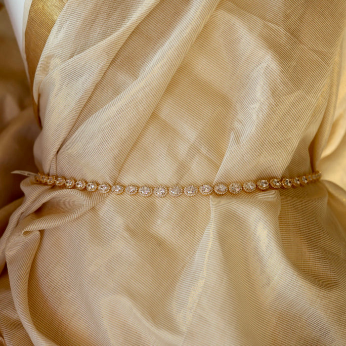 Heritage gold plated cz white stone waistchain HW590