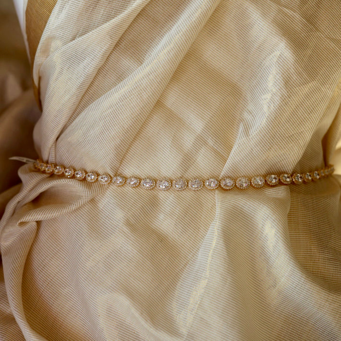 Heritage gold plated cz white stone waistchain HW590