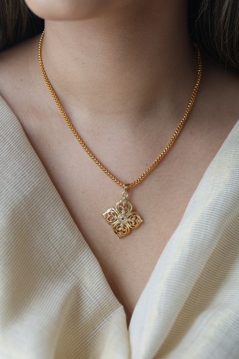 Heritage gold plated simple pendant short chain HC867