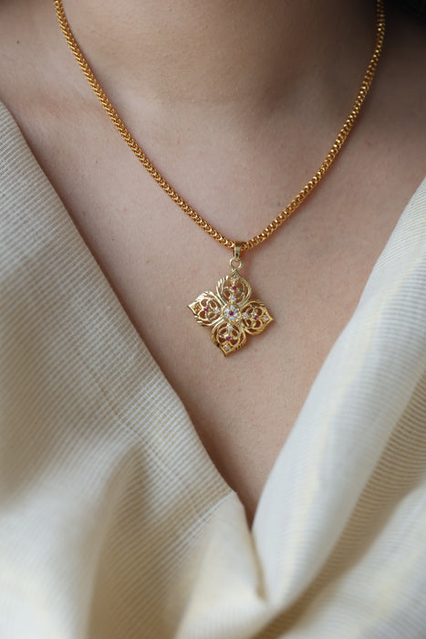Heritage gold plated simple pendant short chain HC867