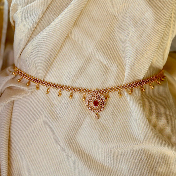 Heritage gold plated cz ruby white stone waistchain HW5911