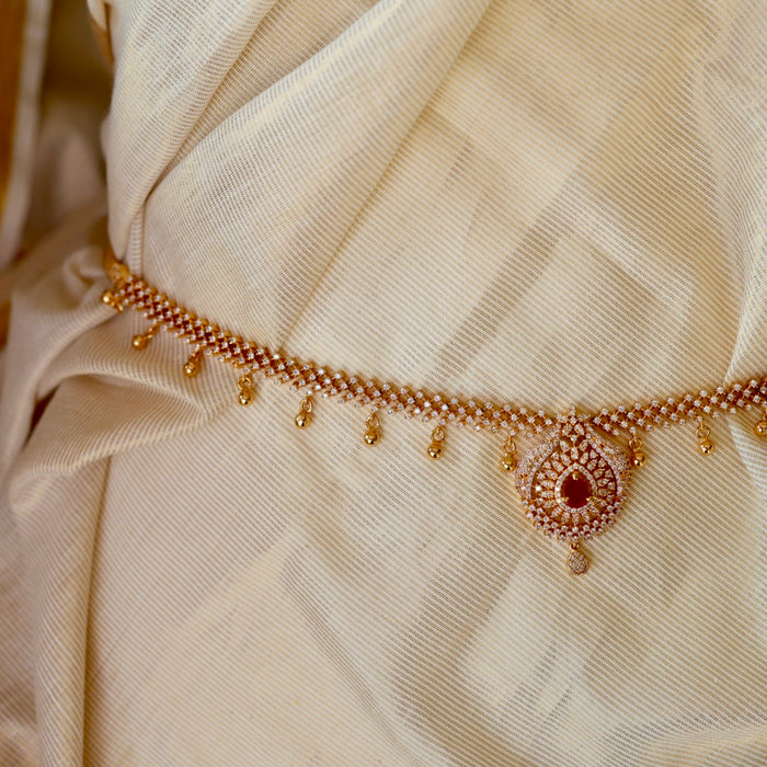 Heritage gold plated cz ruby white stone waistchain HW5911