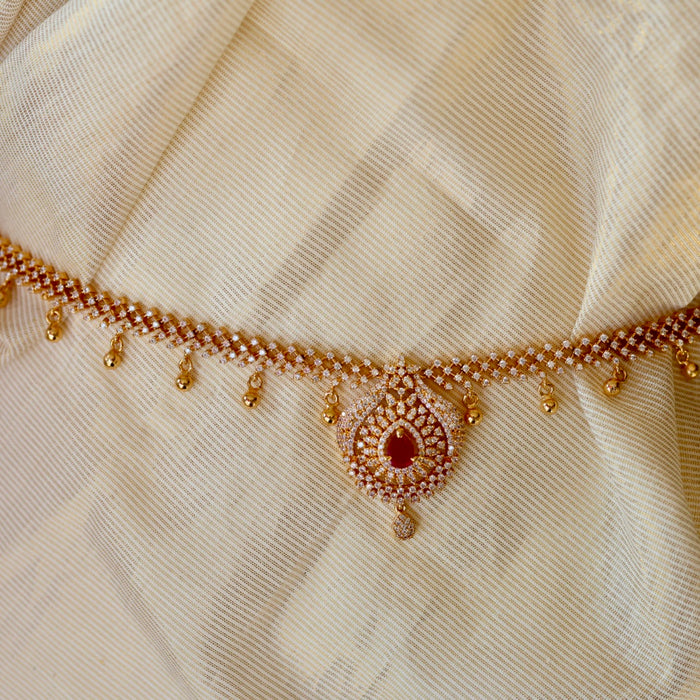 Heritage gold plated cz ruby white stone waistchain HW5911