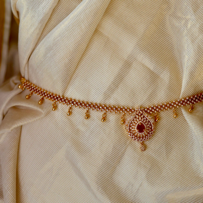 Heritage gold plated cz ruby white stone waistchain HW5911