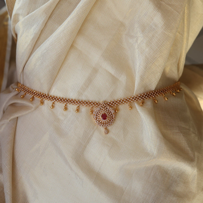 Heritage gold plated cz ruby white stone waistchain HW5911
