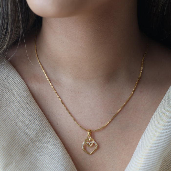 Heritage gold plated simple pendant short chain HC654
