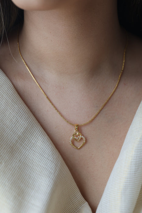 Heritage gold plated simple pendant short chain HC654