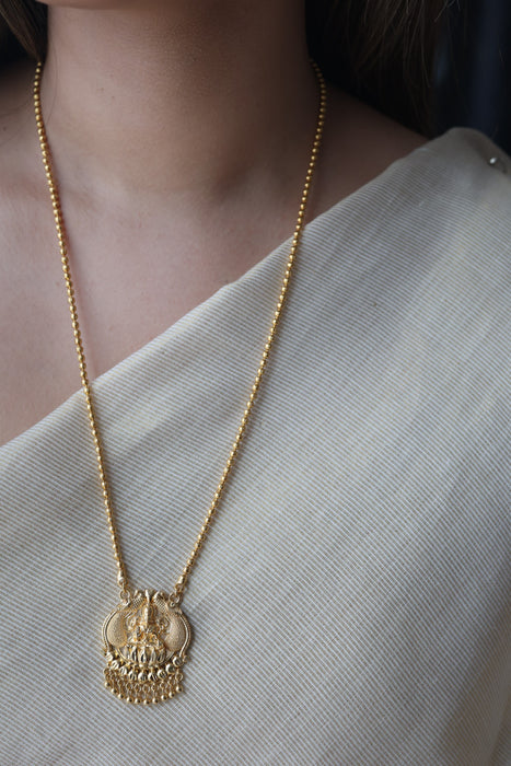 Heritage gold plated lakshmi pendant long chain HC7251