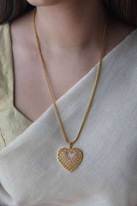 Heritage gold plated pendant long chain necklace HC1356