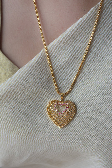 Heritage gold plated pendant long chain necklace HC1356