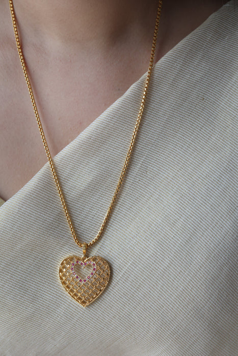 Heritage gold plated pendant long chain necklace HC1356