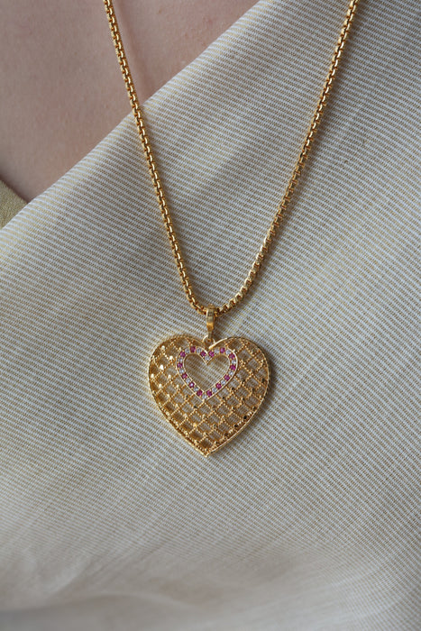 Heritage gold plated pendant long chain necklace HC1356