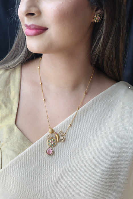 Antique pendant chain with earrings TTS4628
