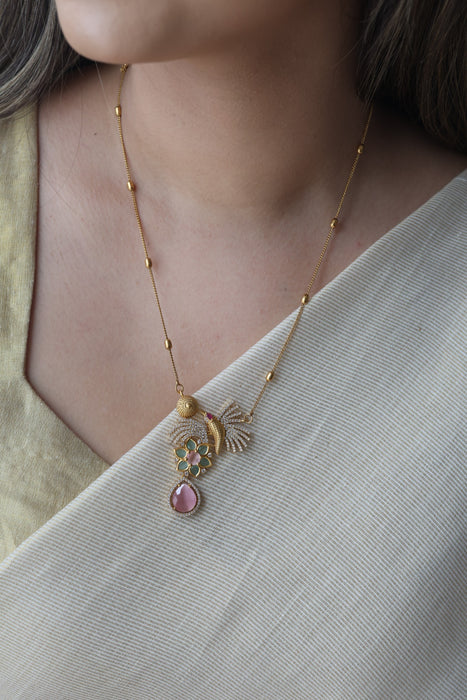 Antique pendant chain with earrings TTS4628
