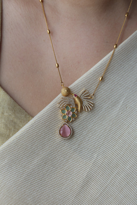 Antique pendant chain with earrings TTS4628