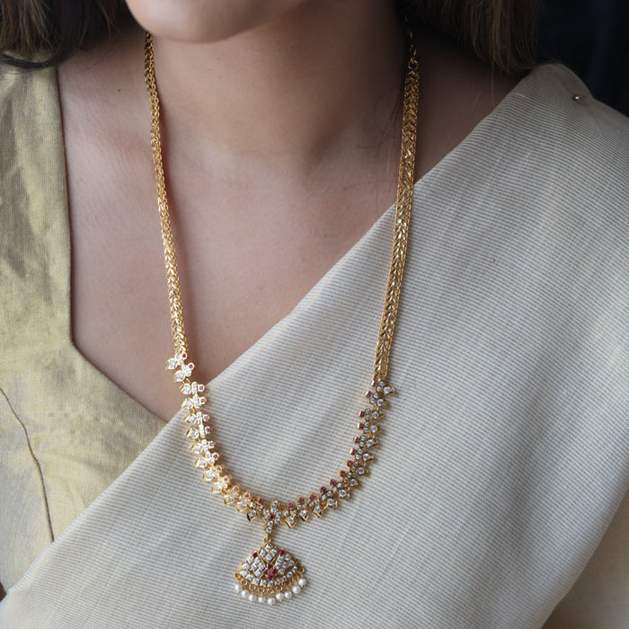 Heritage gold plated padakam design long necklace HL7562