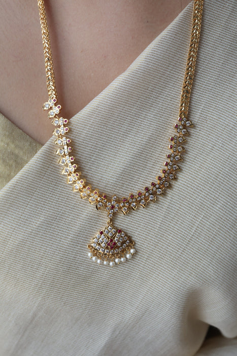 Heritage gold plated padakam design long necklace HL7562