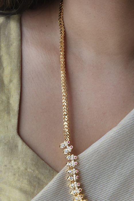 Heritage gold plated padakam design long necklace HL7562