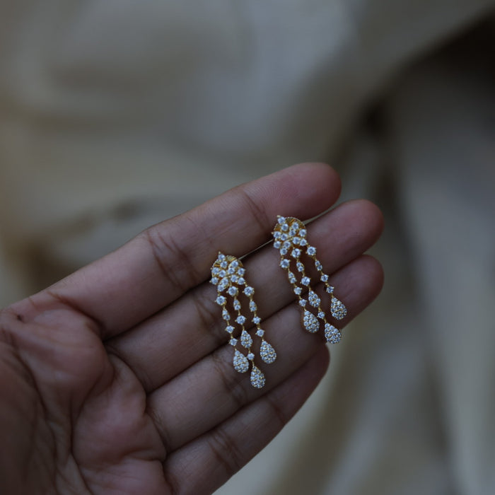 Heritage gold plated white stone short necklace with earrimgs H1334