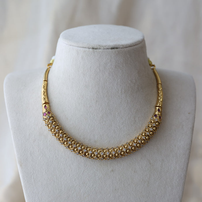Antique gold short necklace with earrings S1B110033