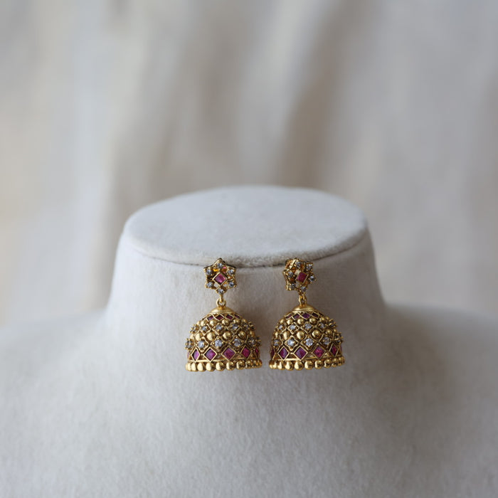Antique gold short necklace with earrings S1B110033