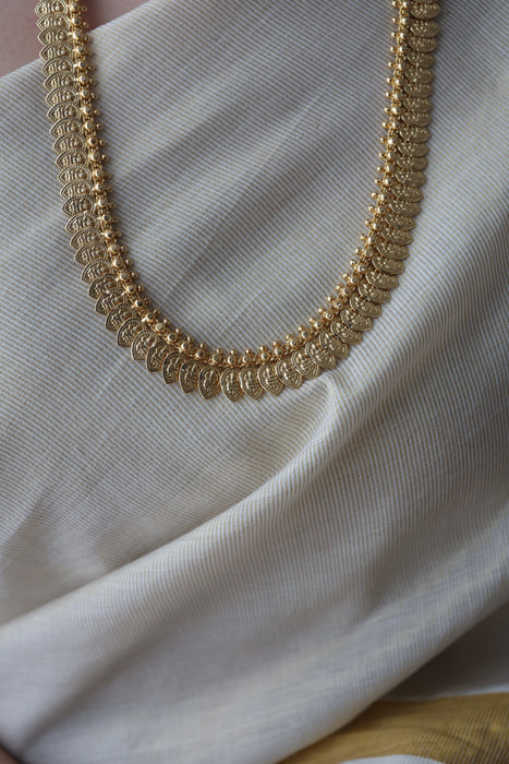 Heritage gold plated mango design long necklace HL6212