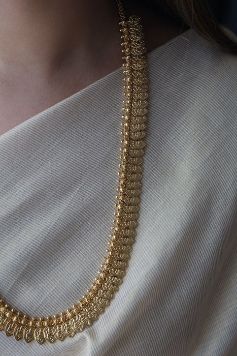 Heritage gold plated mango design long necklace HL6212