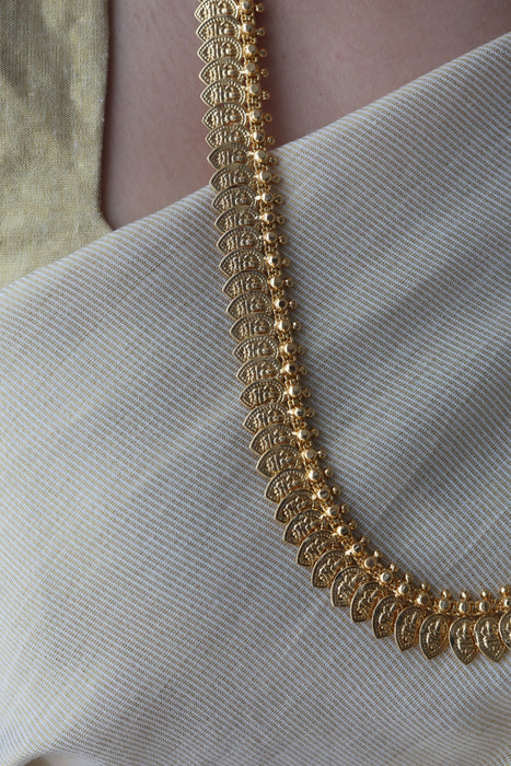 Heritage gold plated mango design long necklace HL6212