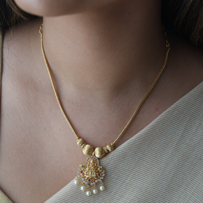 Heritage gold plated lakshmi short necklace H7562