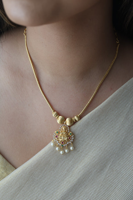 Heritage gold plated lakshmi short necklace H7562