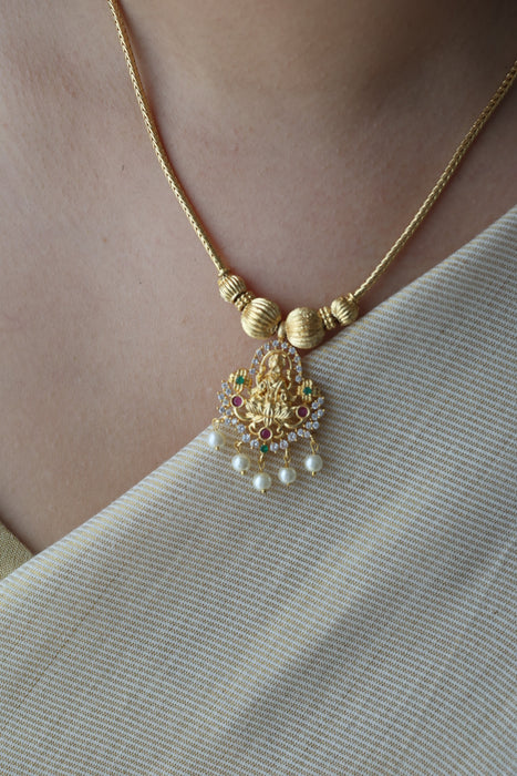 Heritage gold plated lakshmi short necklace H7562