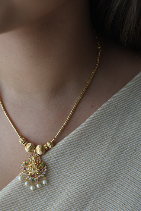Heritage gold plated lakshmi short necklace H7562