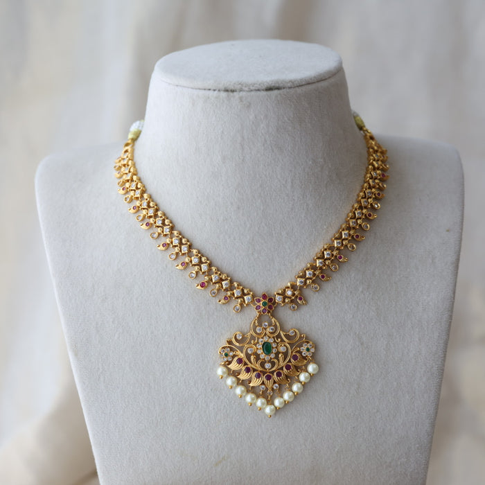 Antique short necklace with earrings S1B11233