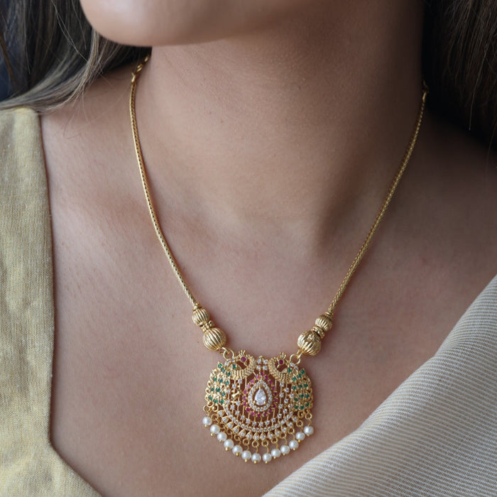 Heritage gold plated peacock design short necklace H7521