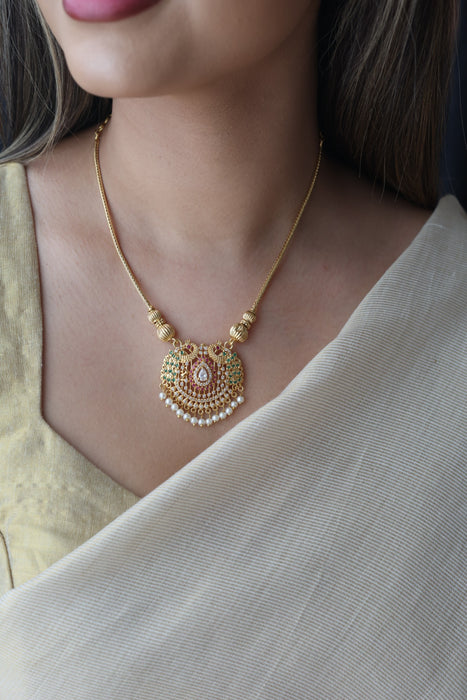Heritage gold plated peacock design short necklace H7521