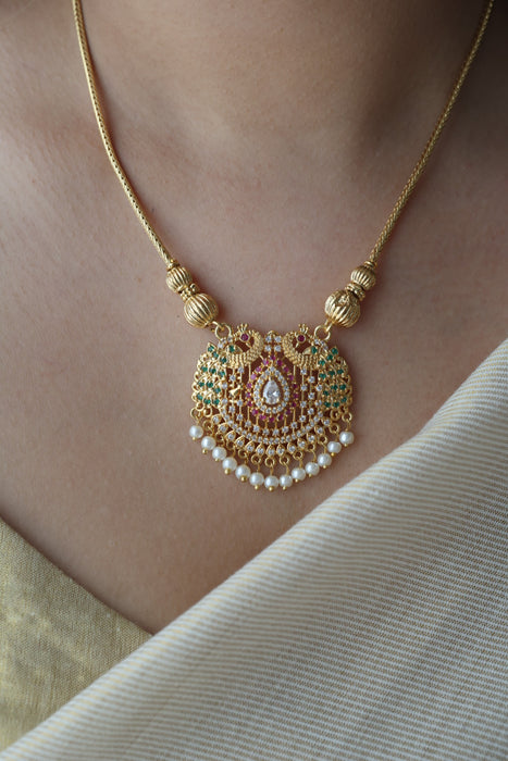 Heritage gold plated peacock design short necklace H7521
