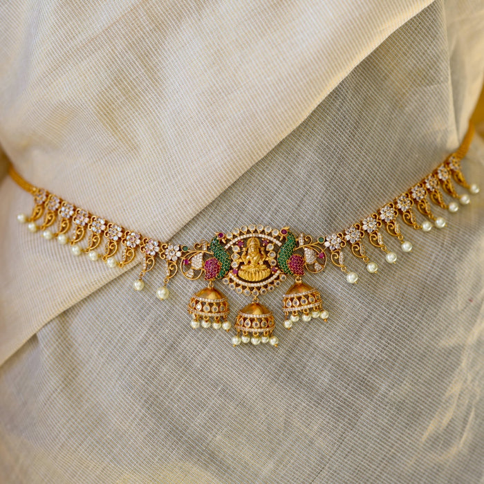 Antique gold and pearl temple design waistchain AW4567