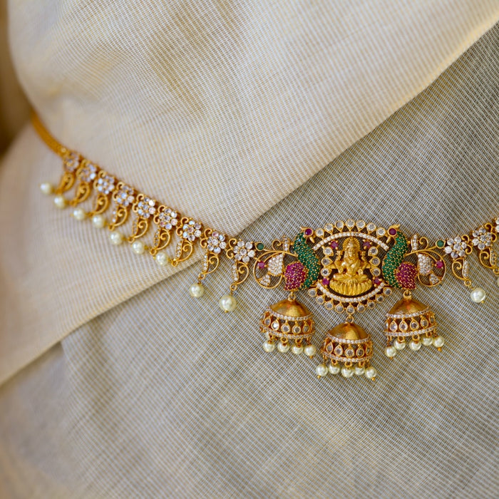 Antique gold and pearl temple design waistchain AW4567