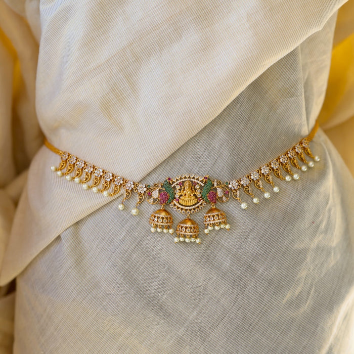 Antique gold and pearl temple design waistchain AW4567