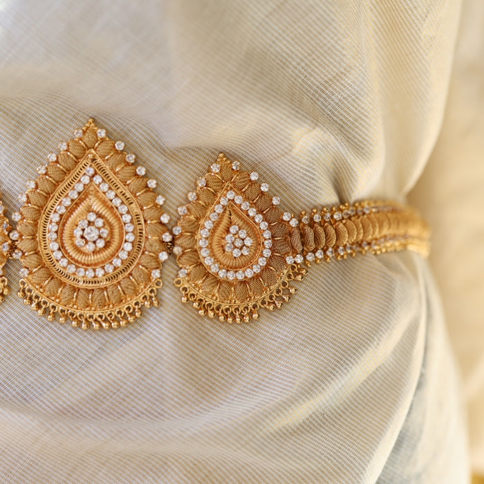Heritage gold plated white stone waistchain HW11112