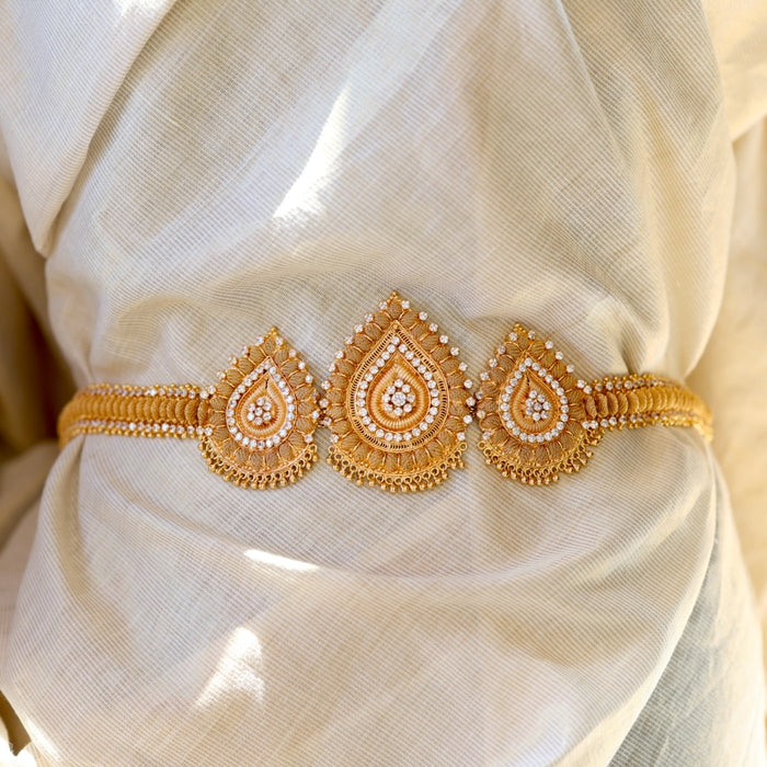 Heritage gold plated white stone waistchain HW11112