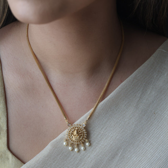 Heritage gold plated simple lakshmi short necklace HS112