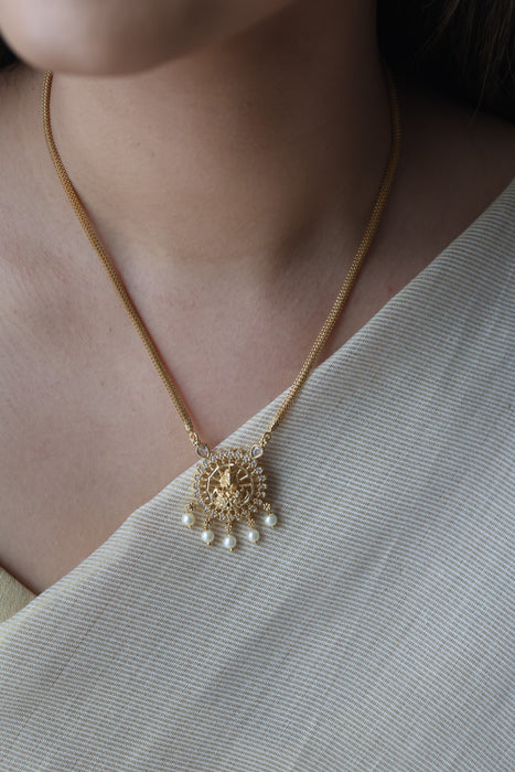 Heritage gold plated simple lakshmi short necklace HS112