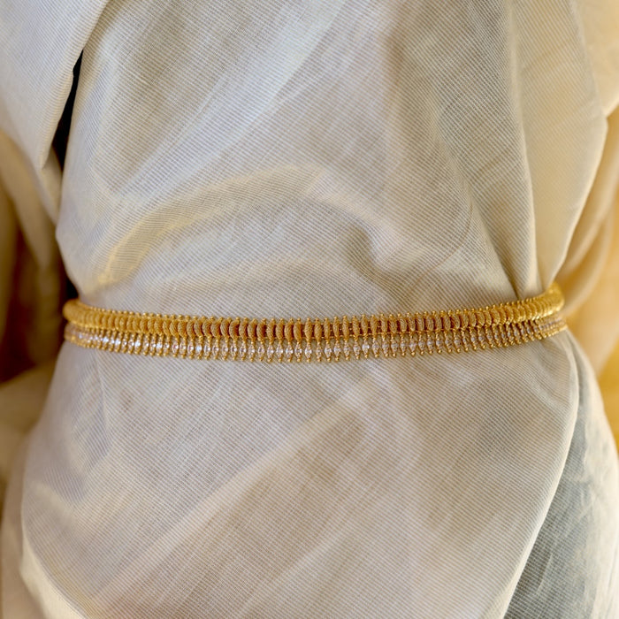 Heritage gold plated white stone waistchain HW34533