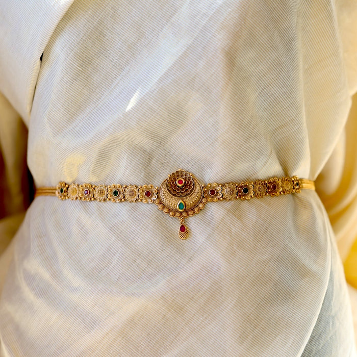 Antique gold temple design waistchain AW4569