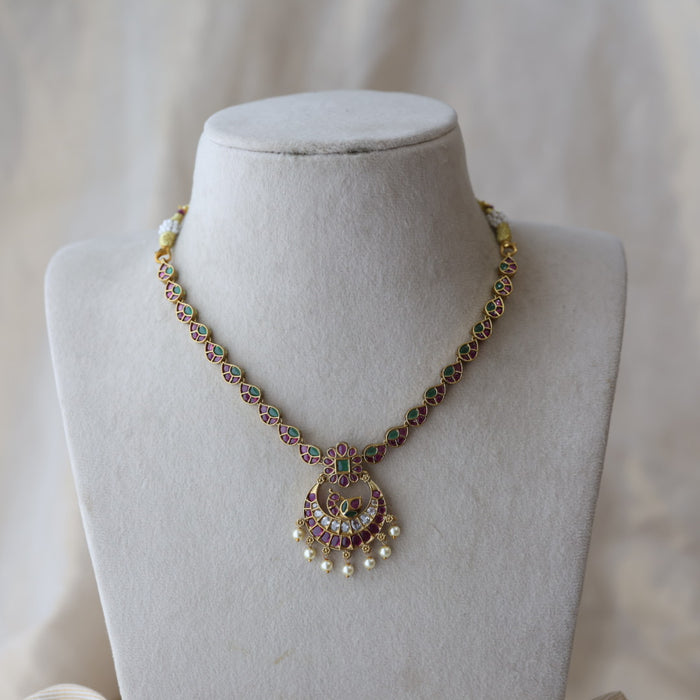 Antique pearl short necklace with earrings SS11332
