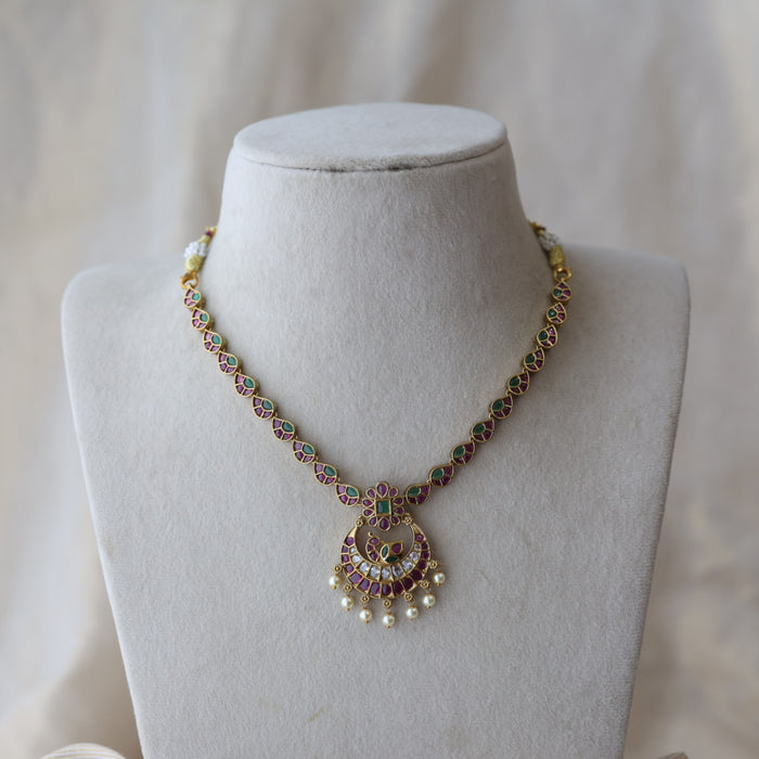 Antique pearl short necklace with earrings SS11332